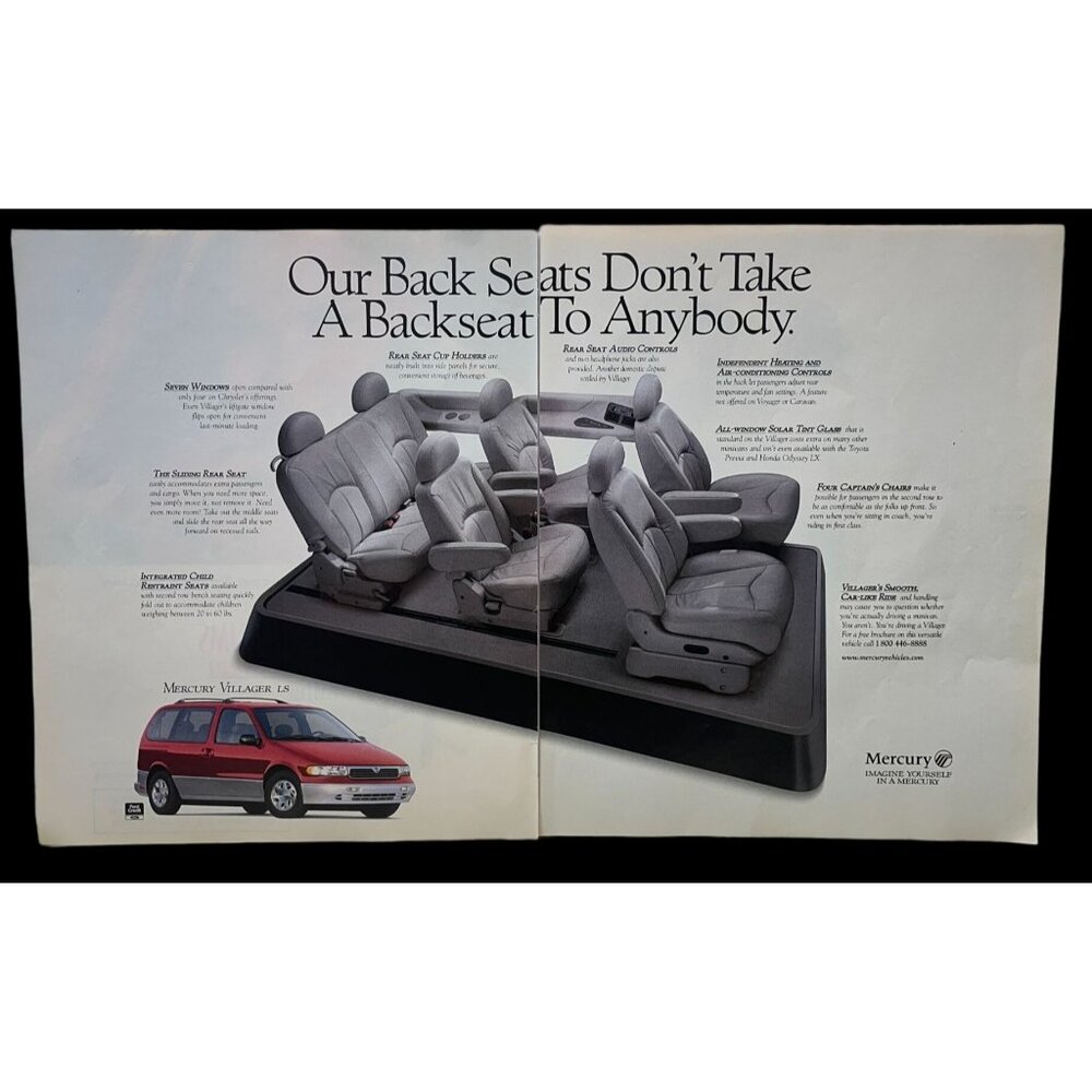 Mercury Villager LS Minivan Vintage Print Ad 1996 2 Page Auto Car